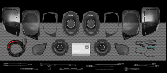 Cicada Audio 24FLXPCHX-4X4RG 1400w 4CH DSP AMPLIFIER & 4 PRO COAXIAL HORN SPEAKER H-D® ROAD GLIDE® COMPLETE SYSTEM