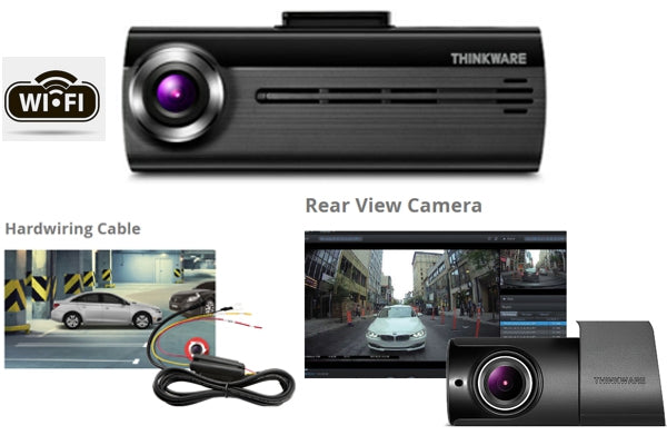 Thinkware 2-CHANNEL DASHCAM, DUAL CAMERAS (1080P FRONT / 720P REAR), WIFI, 16GB, HARDWIRE CABLE